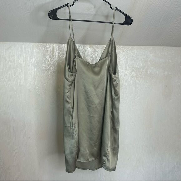 Carli Bybel x Missguided Sage Green Satin Slip Dress Size 6 - Picture 8 of 10